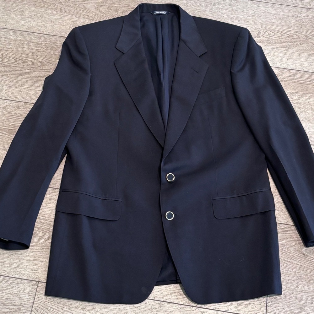 Canali Blazer Mens 50R Navy Blue Pure Wool‎ 2-Button Italian Suit Jacket Surreys